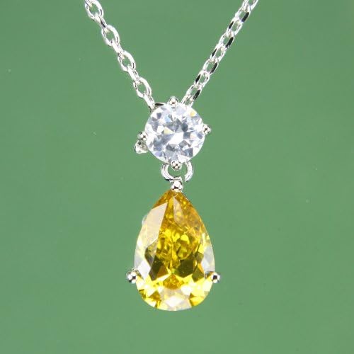 CZ-Drop Necklace, Citrine-Colored & Diamond-Colored CZs, 18"