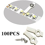 SpiritLED 100 Lots Strip Light Mounting Bracket Fixing Clip-One Side Fixing,Screws included (100, Hollow Distance 10.8mm (Ideal for strip width 10mm))