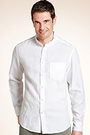 Blue Harbour Pure Linen Grandad Collar Shirt