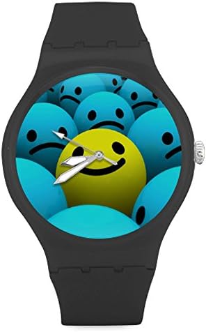 Have A Nice Day Cool Blue Smiley Face Unisex Round Rubber Sport Watch,Watch Face Diameter: 1.58"