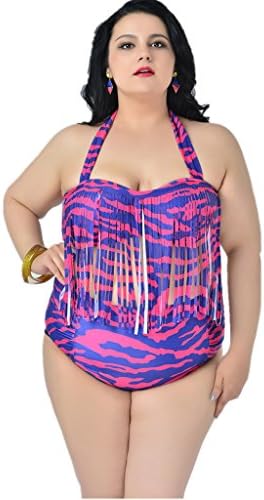 Season Show Womens Plus Size Swimwear Retro High Waist Bikini Swimsuits Floral 02 4XL