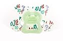 Large Dental Soother with Ring Clear Pink Print 6+ months