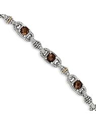 14k Yellow Gold Sterling Silver with 5.14Smokey Quartz 7.25in Bracelet