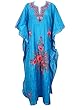 Womens Silk Kaftan Kashmiri Embroidered Turquoise Caftan Lounger Dress Kimono Kaftans