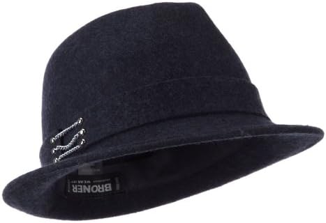 Chain Trim Felt Fedora Hat - Charcoal OSFM