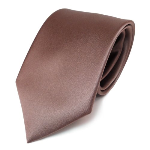 Designer Satin Krawatte braun goldbraun uni Polyester 