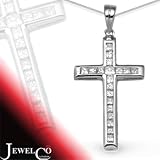 Jewelco London 18 Carat White Gold 56pts Diamond Cross (Comes with 18 inch Pendant Chain)