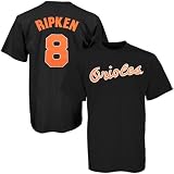 MLB Majestic Baltimore Orioles #8 Black Cal Ripken Cooperstown Collection Jersey T-shirt (Small)