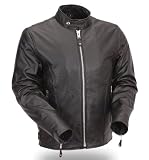 First MFG Men's Classic Scooter Leather Jacket. Traditional Styling. FMM202FBZ