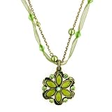 Bright Brass Green Floral Organza Necklace