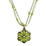 Bright Brass Green Floral Organza Necklace