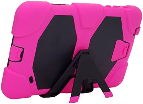 KRYSTALH Heavy Duty Rugged Impact Hybrid Case with Build in Screen Protector Kickstand Protective Case for Samsung Tablet Galaxy Tab 4 8.0 T330/T331/T335 Armor Hard Rubber Silicone Shockproof Defender (Hot Pink Tab 4 8.0 Protector)