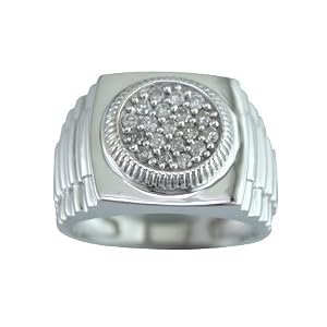 1/2 CT Men's Diamond Ring In 9K White Gold
