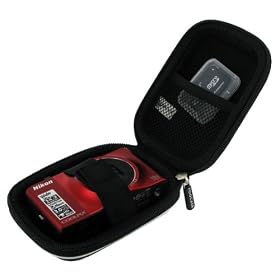 rooCASE (Med EVA Black) Hard Shell Case with Memory Foam for HP PW550z Wide Angle Digital Camera Black