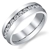 6MM High Polish Ladies Eternity Titanium Ring Wedding Band with CZ sizes 4 to 8