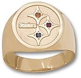 Pittsburgh Steelers Solid 14K Gold Logo With Colored Stones Ring Size 11