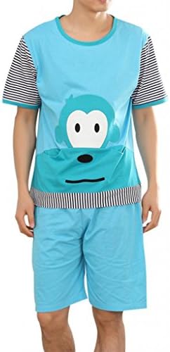 VENTELAN Couple Lover Family Cute Cartoon Monkey Short Sleeve Pajamas Sleepwear