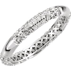 IceCarats Designer Jewelry 14K White Gold 14K White 1/5 Ctw Diamond Ring Size 6