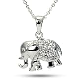 Baby Elephant Charm Cubic Zirconia CZ Sterling Silver Animal Necklace