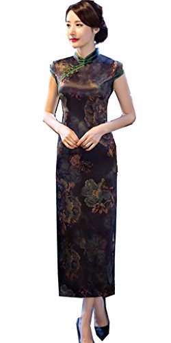 (海派物語)Shanghai Story ロング丈 ワンピース 半袖 チーパオ 花柄 チャイナドレス 民族衣装 中国ドレス 女性 中華着物