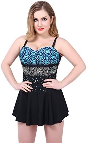 iRachel Womens Plus Size Swimdress One Piece Swimsuits Swimwear Bathing Suit