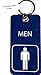 Key Tag with Ring, Mens Bathroom with Symbol, Blue