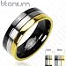 Solid Titanium with Gold Plated and Onyx Colored Edged Ring
