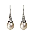CAREFREE Sterling Silver Crystal Top 8-9mm AAAA Drop Pearl Earrings, White