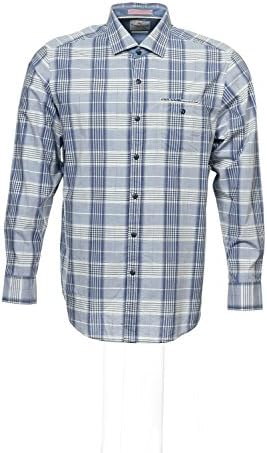 Tommy Bahama Men's Island Modern Fit Space and Time Plaid Shirt (l, Deep Marine)