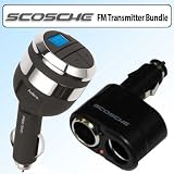 Scosche FMTD1 Digital FM Transmitter and USB Charger Bundle With Scosche IU2PS Dual 12V Power Socket