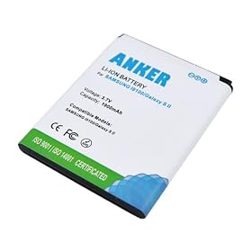 Anker 1900mAh Li-ion Battery for Samsung Galaxy S2 II GT-I9100, Galaxy S2 II I9100, Galaxy S2 II 9100G, EB-F1A2GBU - White