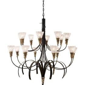 Landmark Lighting - 08044-BKG: Equinox 16-Light Chandelier in Black w Gold Highlights by Landmark