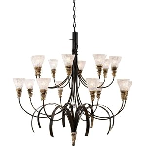 Equinox Sixteen Light Chandelier with Gold Highlight in Black