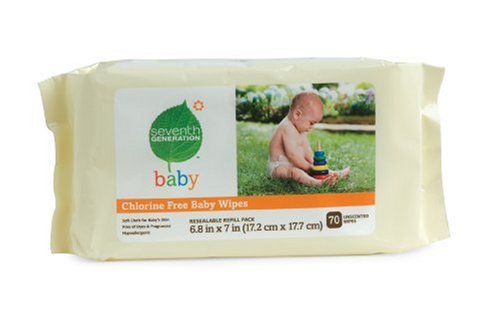 Seventh Generation Baby Wipes Refills, Chlorine Free and Unscented, 70-Count Packs (Pack of 12) (840 Wipes) [Amazon Frustration-Free Packaging]