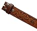 Western Embossed Tooled Brown Leather Belt Strap w/ Snaps for Interchangeable Buckles
