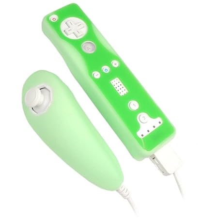 Solid and Two-Tone Silicone Skin Cases for Nintendo Wii Remote Control & Nunchuk - 13 Color Options (Light Green/Dark Green)