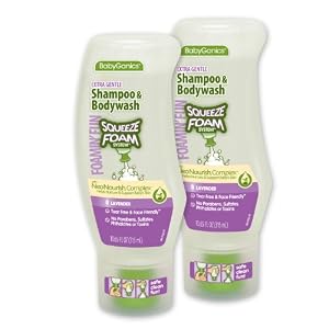 BabyGanics Foamin' Fun Foaming Body Wash & Shampoo, Soothing Formula, Lavender, 10.65-Fluid Ounce Bottles (Pack of 2), Packaging May Vary