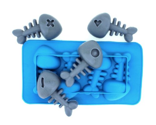 Homwish - DIY 10 Fish Bone Shape Ice/Cake/Chocolate/Sugar Decorating Silicone Mini Cube Craft Fondant Mold Tray