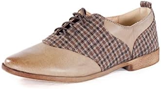 Restricted Shoes Railey Hounds Tooth Saddle Oxford Shoe-Taupe-7