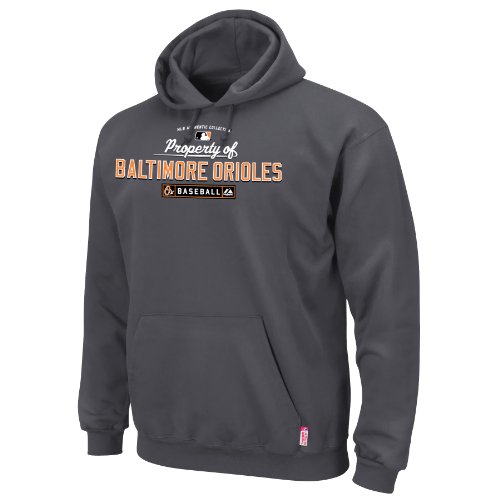 MLB Men's Baltimore Orioles Property Of Long Sleeve Hooded Fleece Pullover (Pro Granite, Large)