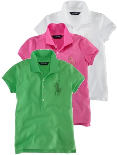 Ralph Lauren Childrenswear Girls Beaded Big Pony Stretch Polo Shirt