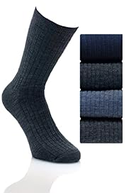 4 Pairs of Ribbed Lambswool Socks