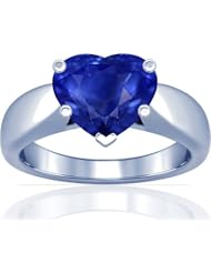 14K White Gold Heart Cut Blue Sapphire Solitaire Ring (GIA Certificate)
