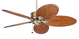 Emerson Ceiling Fans B60 XX and CF2000AB 52 Maui Bay Ceiling Fan in Antique Brass with Carved Wood