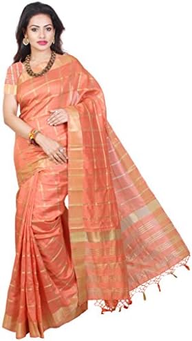 Womantra Mysore Art Peach Tussar Silk Saree