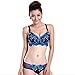 ETOSELL Womens Floral Deep V Bra Push Up Bra Sets Panties Underwear Lingerie