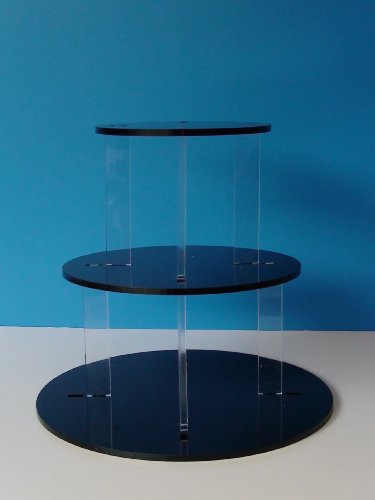 Gloss Black 3 Tier 5mm Thick Acrylic Cup Cake Stand by Classikool®