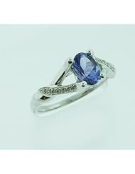 O&G Australia Natural Tanzanite & Diamond, 14K White Gold Ring - Size 7