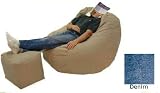 New Bean Big Bean Lounger Foam Filled Beanbag Chair Ideal for Adults Cotton Denim Comfortable