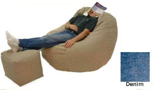 New Bean Big Bean Lounger Foam Filled Beanbag Chair Ideal for Adults Cotton Denim Comfortable